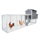 Gray Chicken Coop with Sliding Door and Nesting Box – Raised Wooden Outdoor Hen House