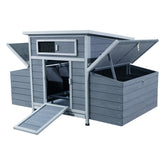 Large Chicken Coop with Dual Nesting Boxes – Wooden Outdoor Hen House for Backyard Poultry, Gray