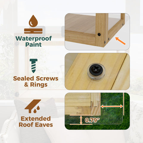 Cat Window Catio, Wooden Window Perch With Mesh Panels