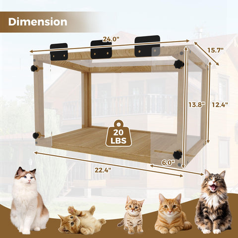 Cat Window Catio, Wooden Window Perch With Mesh Panels